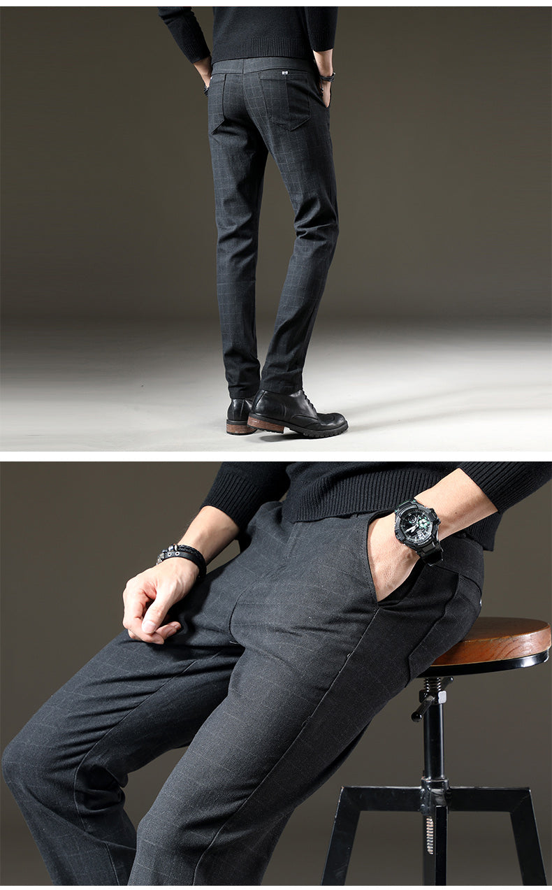 Spodnie Męskie Eleganckie Zwężane W Kratę